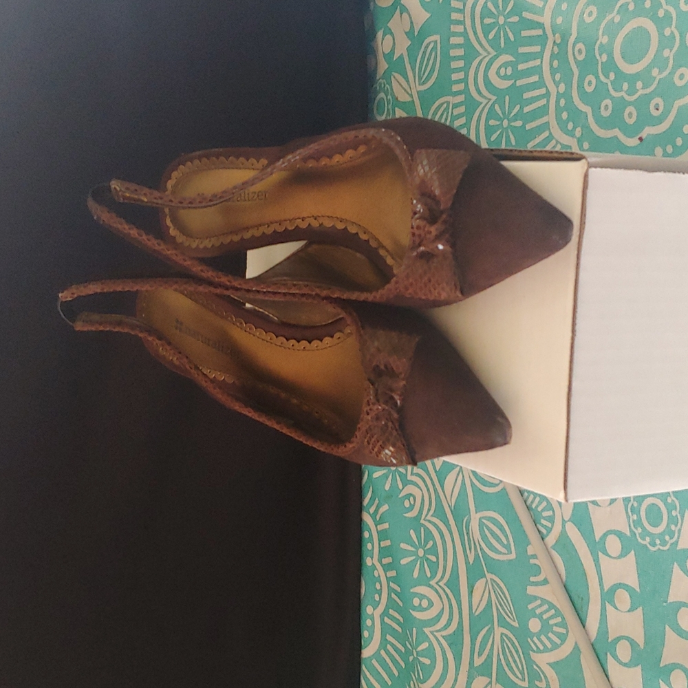 Chocolate Suede & Snake skin Heels